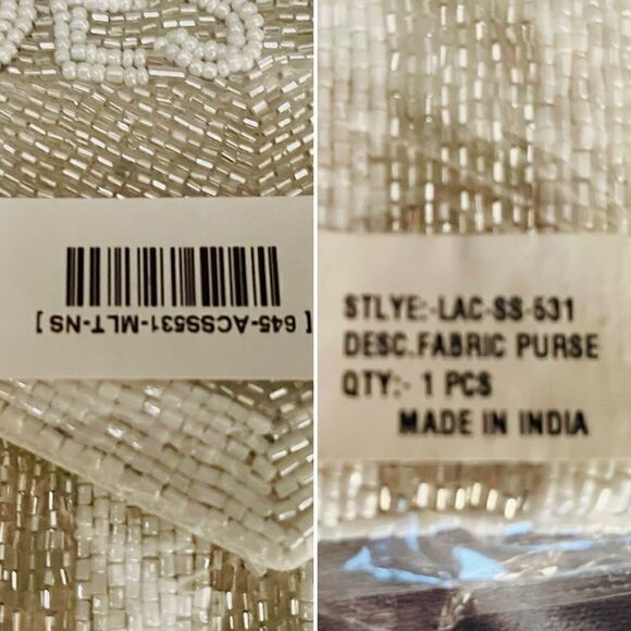 Red Dress Be My Bridesmaid White Silver Beaded Clutch Chain Crossbody OS NEW - Picture 11 of 12